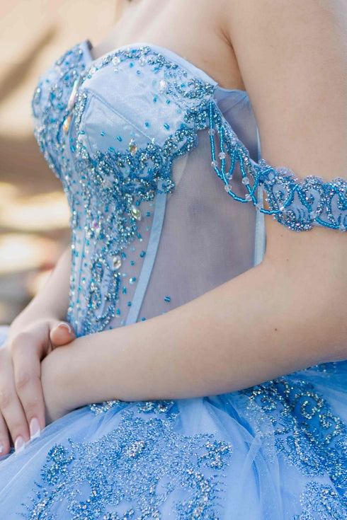 Lace Appliques Sparkling Beadwork Quinceanera Ballgown for Women 4/XS-16/3X